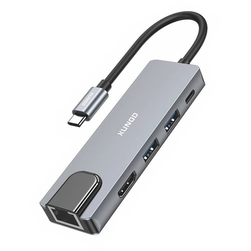 XUNDD XDDC-070 Multi-Port Adapter 5 in 1 USB-C Hub with 4K HD  /  Ethernet  /  PD Charging Ports - Grey - 1
