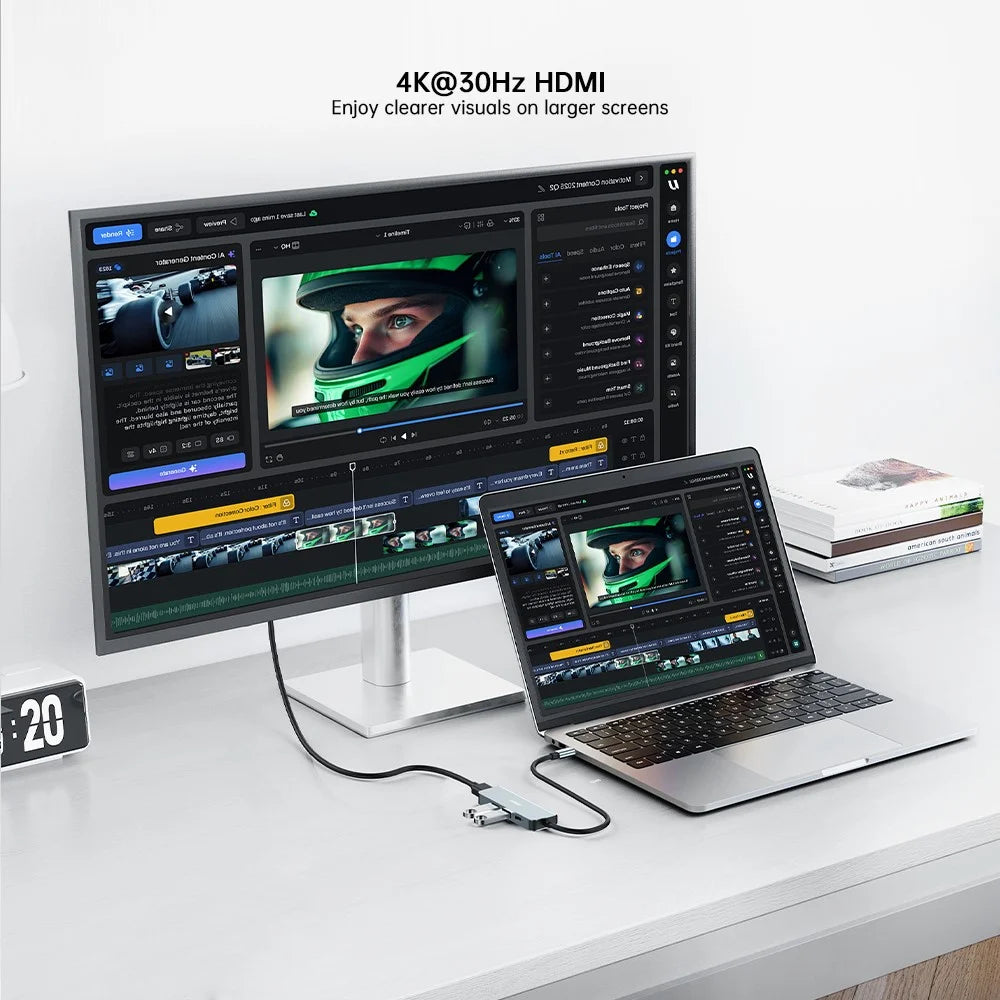 XUNDD XDDC-071 4 in 1 USB-C Hub Docking Station Type-C to PD / USB 3.0 / USB 2.0 / HD Multi-Port Adapter - 6