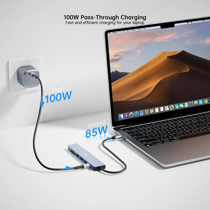 XUNDD XDDC-072 Expansion Dock 7 in 1 Type-C Hub USB-C to PD  /  USB 3.0  /  USB 2.0  /  HD  /  SD  /  TF Card Reader - Grey - 5