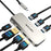 WAVLINK WL-UMD308L Triple 4K Docking Station USB-C Hub Adapter with HD / DP / 100W PD Ports for Laptops - Silver - 3