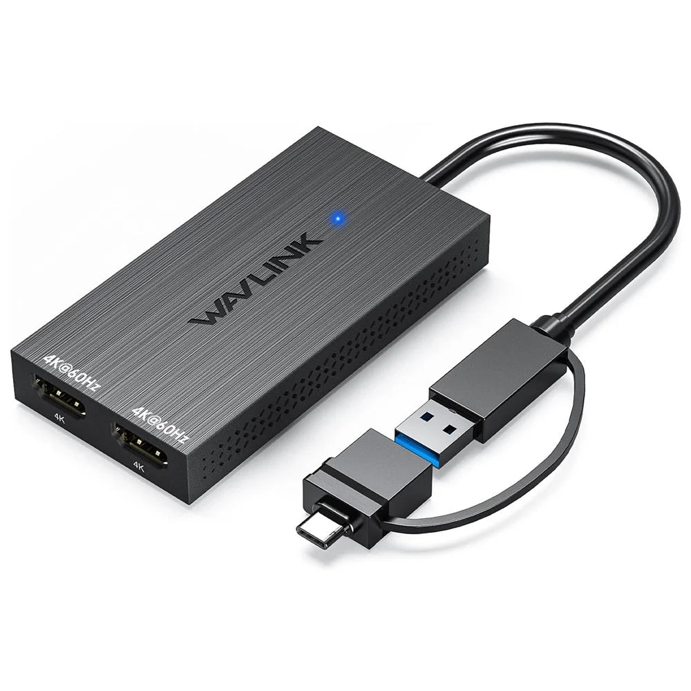 WAVLINK UG6902H DisplayLink USB-C HD Adapter USB-C / USB 3.0 to Dual HD Converter Support 4K 60Hz UG6902H Dual Display - Black - 1