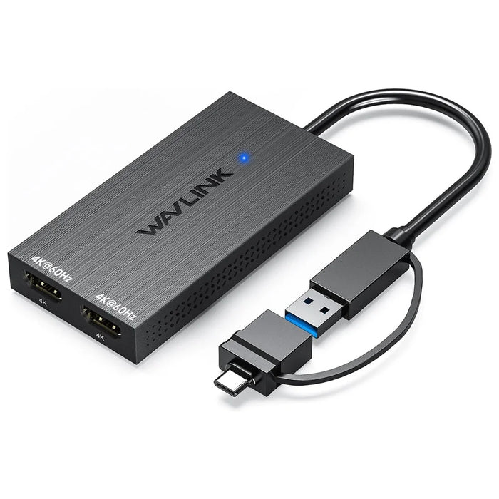 WAVLINK UG6902H DisplayLink USB-C HD Adapter USB-C / USB 3.0 to Dual HD Converter Support 4K 60Hz UG6902H Dual Display - Black - 1