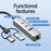 PD 60W 4 in 1 Hub Adapter iP / USB / Type-C Converter with Gigabit Ethernet / Digital Audio / Data Transfer for Laptops / PCs / Tablets / Phones - Silver - 7