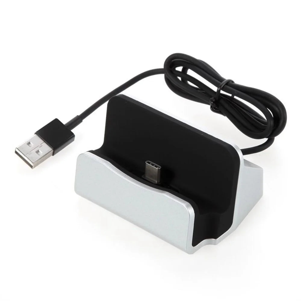 Type-C Desktop Charging Dock Stand Multifunctional Charging Station for Smartphones - Silver - 1