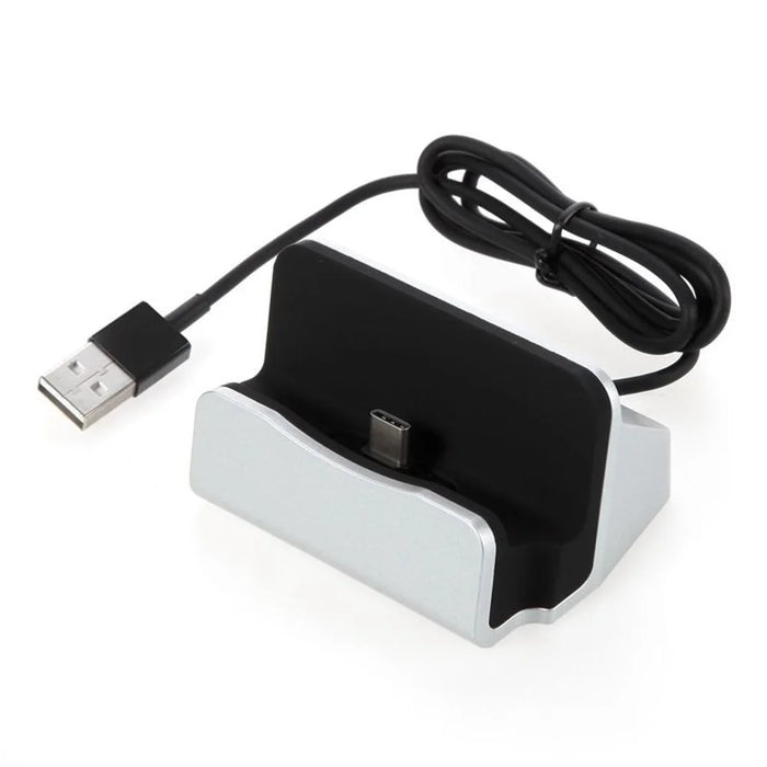 Type-C Desktop Charging Dock Stand Multifunctional Charging Station for Smartphones - Silver - 1