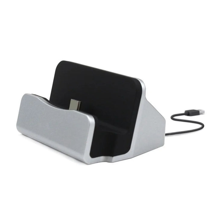Type-C Desktop Charging Dock Stand Multifunctional Charging Station for Smartphones - Silver - 3