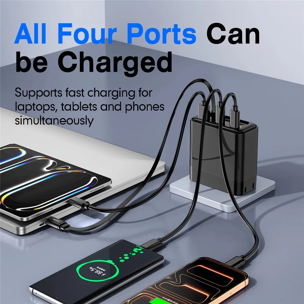 WLX-60B GaN Charger With Retractable Cable 65W PD Fast Charging Station for Tablets  /  Phones Desktop Use - US Plug - 5