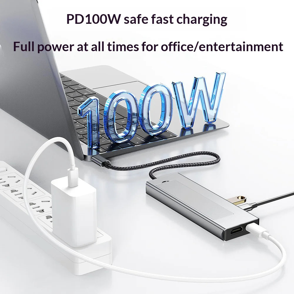 2525 M.2 SSD Enclosure Docking Station Type-C Hub with 4K HD/SD/TF Card Slot Multi-Port Expansion for NVMe/SATA SSDs - 2