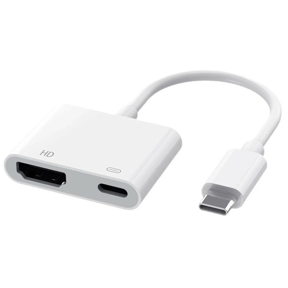 HC-93 2 in 1 USB-C to HD Adapter 4K 60Hz Video Converter with PD 100W Fast Charging Port - White - 1