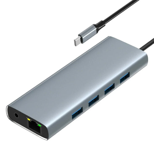 HC-84Q 11 in 1 USB C Docking Station Hub HD VGA RJ45 Ethernet Port Expansion Dock PD 60W Charging for Laptop Tablet MacBook - Grey - 1