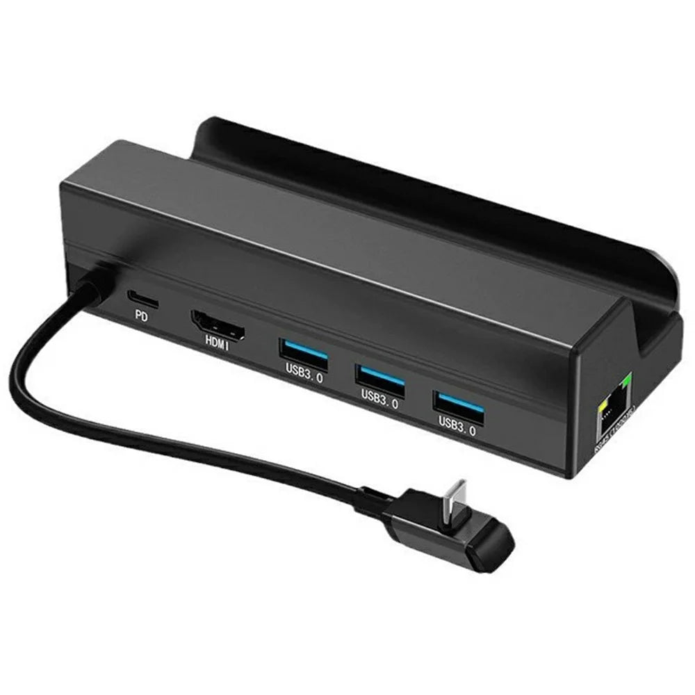 HC-86E 6 in 1 Docking Station for Steam Deck  /  Asus ROG Xbox Ally (2025)  /  Lenovo Legion Go Gigabit Ethernet 4K HD PD 60W Charging Hub - Black - 1