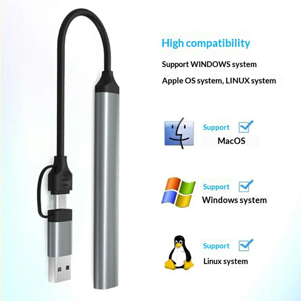 HC-77A 5 in 1 Aluminum Alloy Expansion Hub USB C / USB A to USB 3.0 / 2.0 SD TF Card Reader Docking Station - Grey - 5