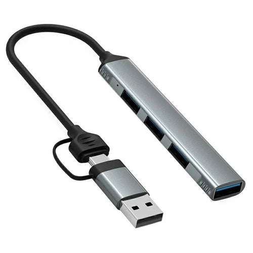 HC-77 USB C / USB A Hub USB 3.0 + 3 USB 2.0 Docking Station Aluminum Alloy Portable Expander for Laptop Smartphone Tablet - Grey - 1