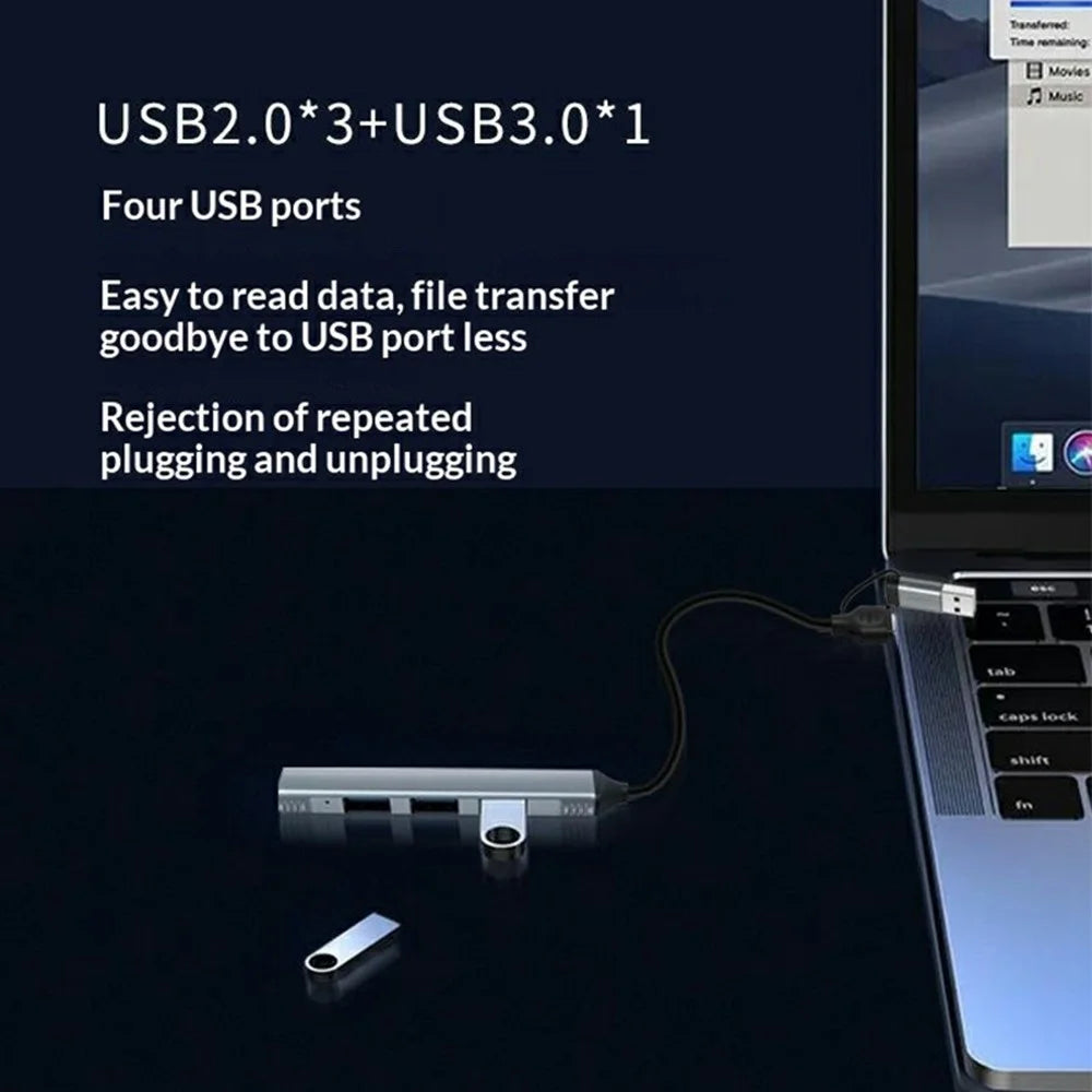 HC-77 USB C / USB A Hub USB 3.0 + 3 USB 2.0 Docking Station Aluminum Alloy Portable Expander for Laptop Smartphone Tablet - Grey - 5