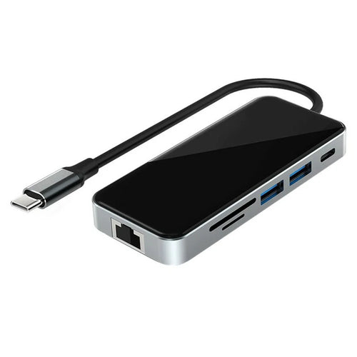 HC-76 10 in 1 USB-C Hub Docking Station with 4K HD RJ45 Ethernet SD TF Card Reader Multi Port Adapter - 1