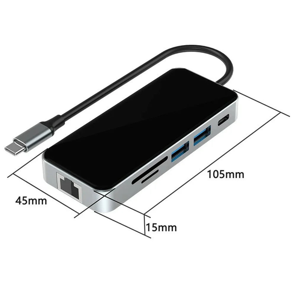 HC-76 10 in 1 USB-C Hub Docking Station with 4K HD RJ45 Ethernet SD TF Card Reader Multi Port Adapter - 7