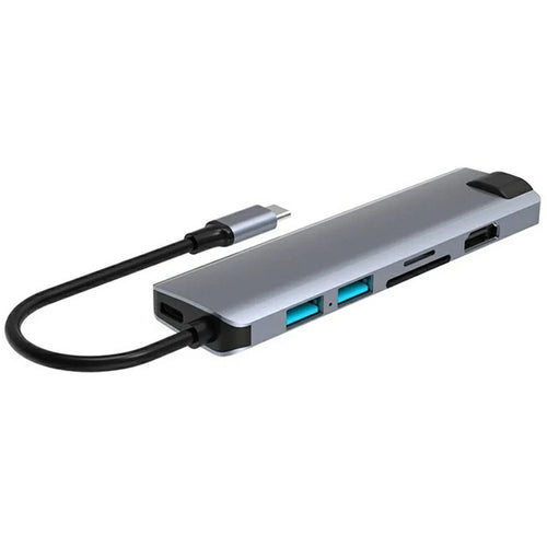 HC-75LC 7 in 1 USB C Docking Station 4K HD PD 100W Charging Gigabit Ethernet Hub with USB 3.0 SD / TF Card Reader - Grey - 1
