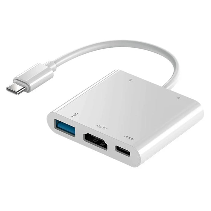 HC-04D USB-C Hub 5 in 1 Docking Station Type-C to 4K HD USB3.0 / 2.0 Splitter Adapter - White - 1