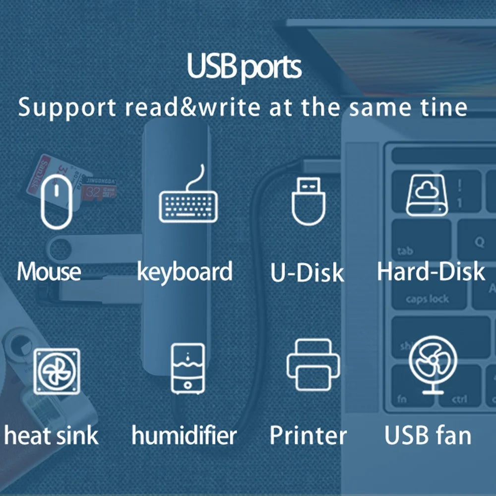 HC-13FL Type-C / USB-A to USB 3.0 / 2.0 SD TF Card Reader Multi-port Docking Station with DC-IN Power Port - Grey - 3
