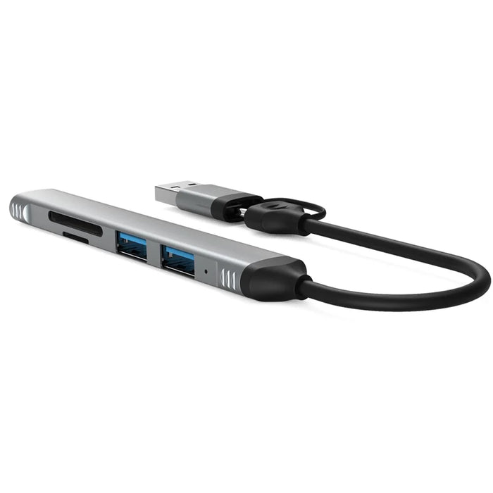 COTECI 16024 5-in-1 Dual Interface Docking Station USB-C Type-A Hub USB3.0 SD TF Card Reader - Grey - 6
