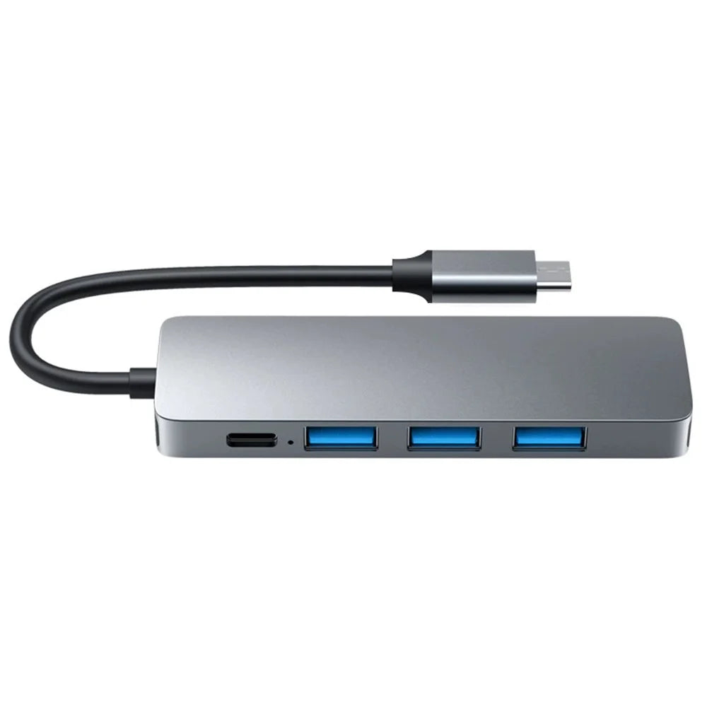 HC-13E Aluminum Alloy USB-C Hub USB 3.0 / 2.0 4-Port Docking Station with Type-C Power Port - Grey - 2