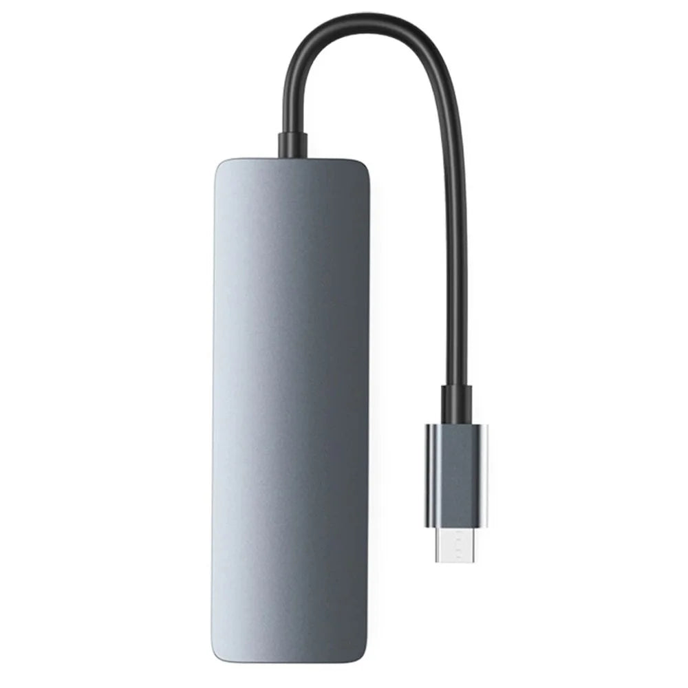 HC-13E Aluminum Alloy USB-C Hub USB 3.0 / 2.0 4-Port Docking Station with Type-C Power Port - Grey - 4