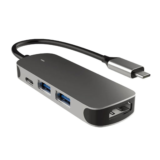 COTECI 4 in 1 USB-C Hub Multiport Adapter Type-C to HD+USB2.0+USB3.0+PD / Data Transmission for MacBook Laptop - Grey - 1
