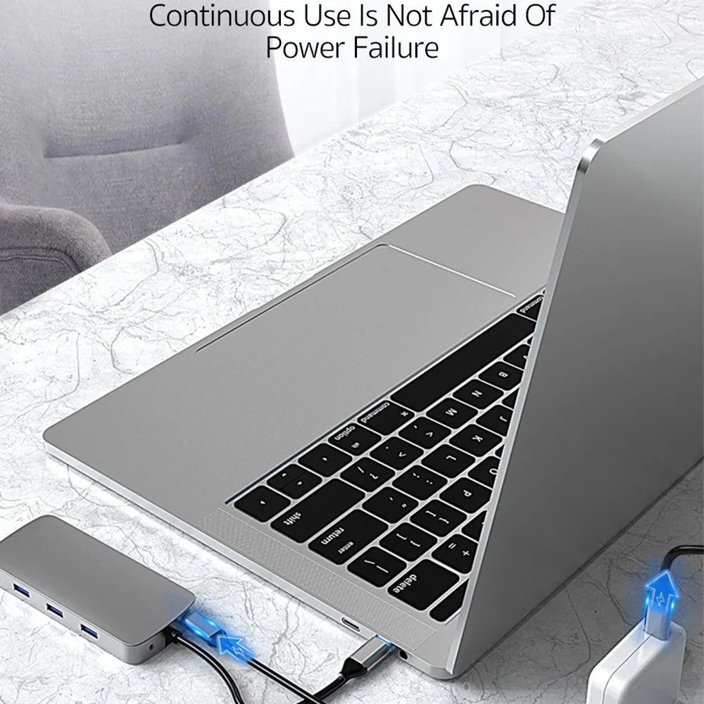 COTECI 16012 10 in 1 USB C Hub Type-C to HD 4K VGA USB 3.0 PD 100W SD TF RJ45 Audio Adapter for Laptop - Grey - 5
