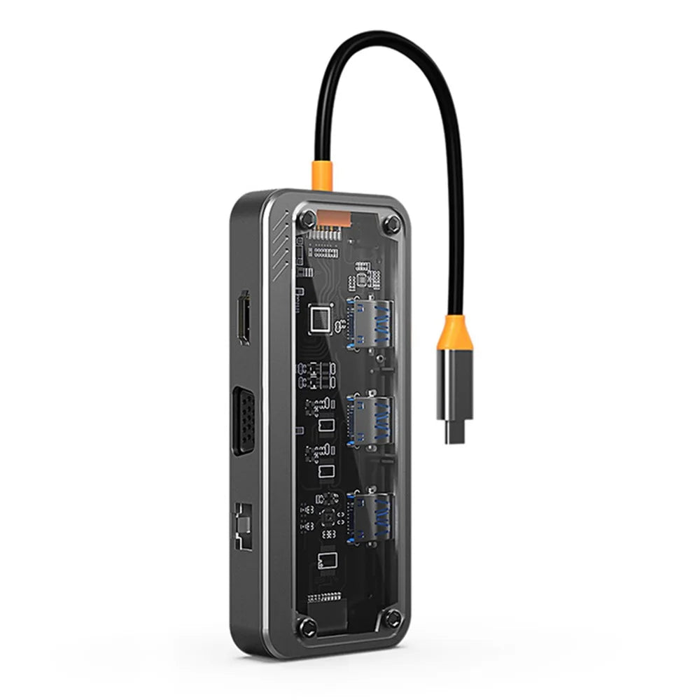 COTECI 16013 Punk 10-in-1 USB Hub Type-C Docking Station 4K HD VGA RJ45 100W PD for Laptop - 1