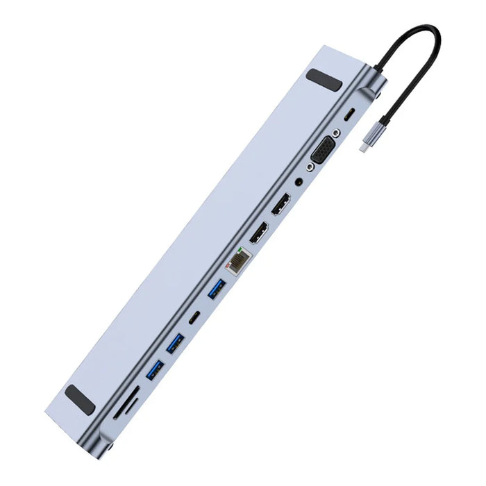 COTECI 16014 12-in-1 USB-C Hub Type-C 87W PD Fast Charging 4K HD Docking Station for Laptop - 1