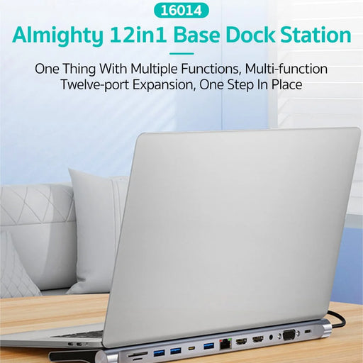 COTECI 16014 12-in-1 USB-C Hub Type-C 87W PD Fast Charging 4K HD Docking Station for Laptop - 2