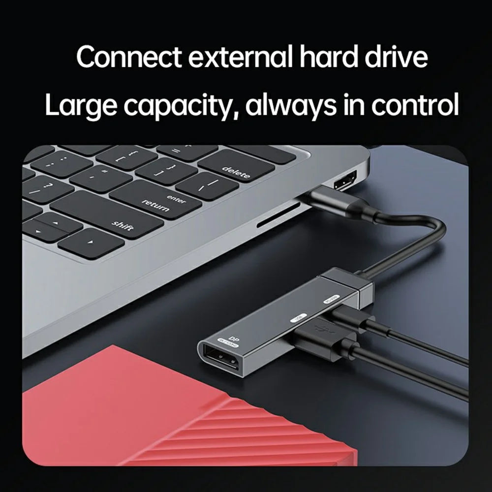 3 in 1 USB-C Hub 4K 120Hz DisplayPort + USB-A 3.0 + USB-C PD 60W Charging Adapter for Phone Tablet - Tarnish - 4