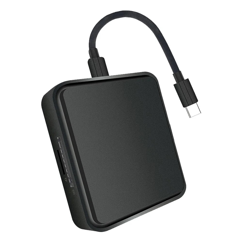 TYS-1030 Magnetic 6-in-1 USB Hub Card Reader 100W PD Fast Charging Wireless Charger Docking Station for Phone Tablet - Black - 1