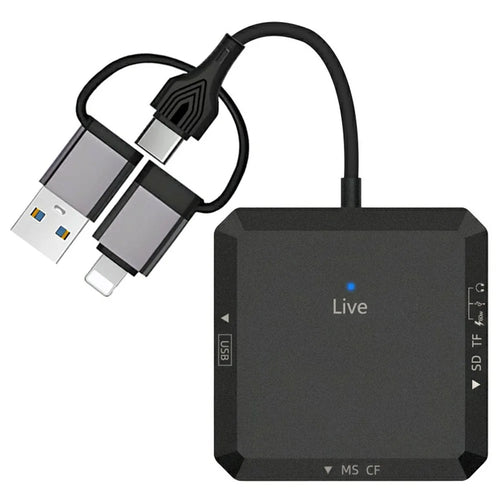 TYS-1029 iP (5-14)+USB+Type-C Interface Hub 9-in-1 USB-C Adapter Card Reader for TF  /  SD  /  CF  /  MS 60W PD Fast Charging Docking Station - Black - 1