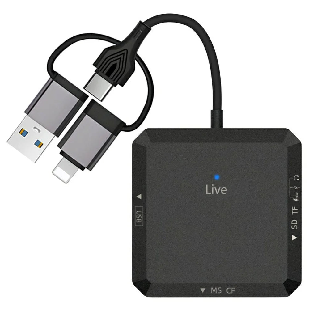 TYS-1029 iP (5-14)+USB+Type-C Interface Hub 9-in-1 USB-C Adapter Card Reader for TF  /  SD  /  CF  /  MS 60W PD Fast Charging Docking Station - Black - 1