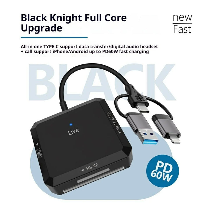TYS-1029 iP (5-14)+USB+Type-C Interface Hub 9-in-1 USB-C Adapter Card Reader for TF  /  SD  /  CF  /  MS 60W PD Fast Charging Docking Station - Black - 4