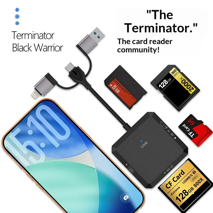 TYS-1029 iP (5-14)+USB+Type-C Interface Hub 9-in-1 USB-C Adapter Card Reader for TF  /  SD  /  CF  /  MS 60W PD Fast Charging Docking Station - Black - 5