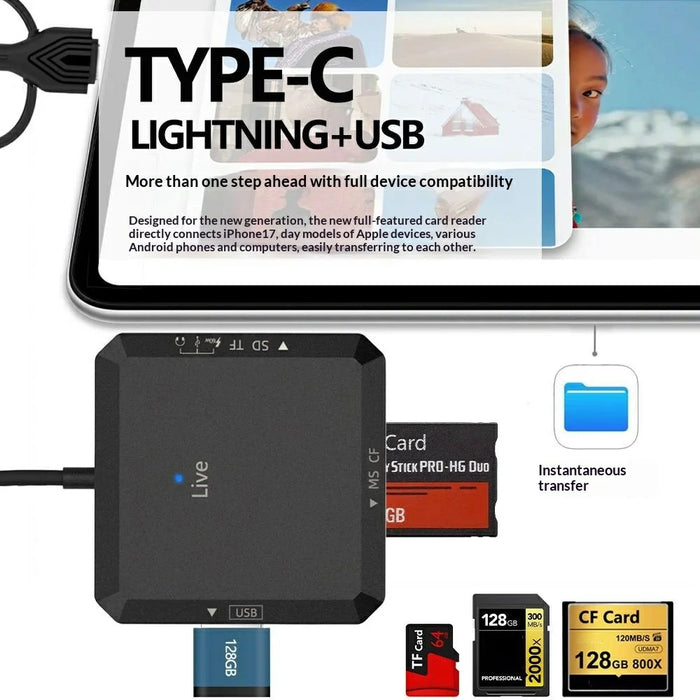 TYS-1029 iP (5-14)+USB+Type-C Interface Hub 9-in-1 USB-C Adapter Card Reader for TF  /  SD  /  CF  /  MS 60W PD Fast Charging Docking Station - Black - 7