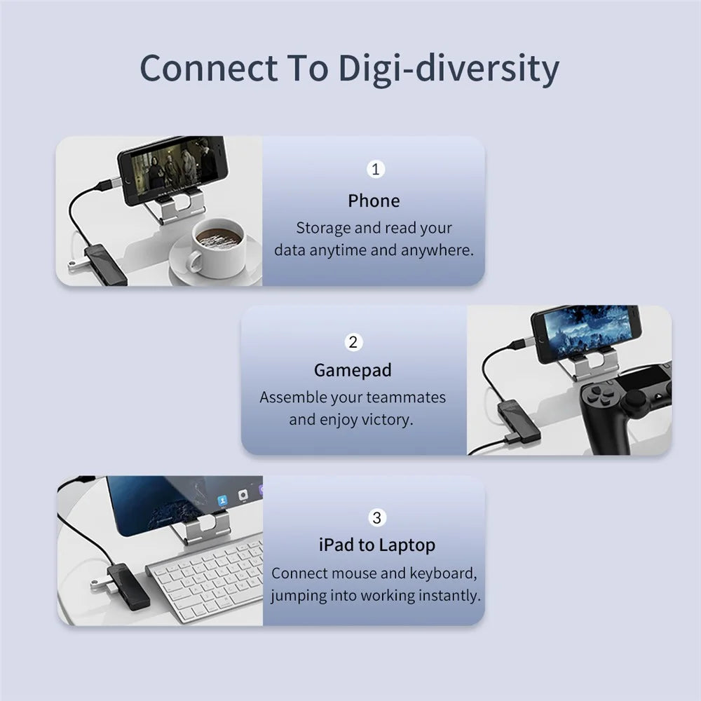 ORICO FL02 Multi-Port USB2.0 Hub Mini Portable Mini USB Adapter High-speed Sync Converter for Laptops - Black - 7