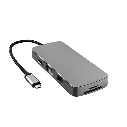 BL10V USB C Hub to HD 4K Video Output+USB 3.0+2xUSB 2.0+2 Memory Card Slots+RJ45+VGA+3.5mm Audio Port+PD Charging Port for Laptop Computer and Type-C Devices - 2