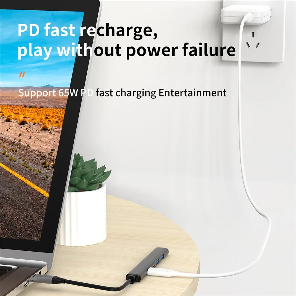 U5-C USB C Hub to 1xUSB 3.0+2xUSB 2.0+PD Charging Port+USB C Port Ultra Slim Data Hub for Notebook PC / Laptop / USB Flash Drives / Mobile HDD / Mouse - 4