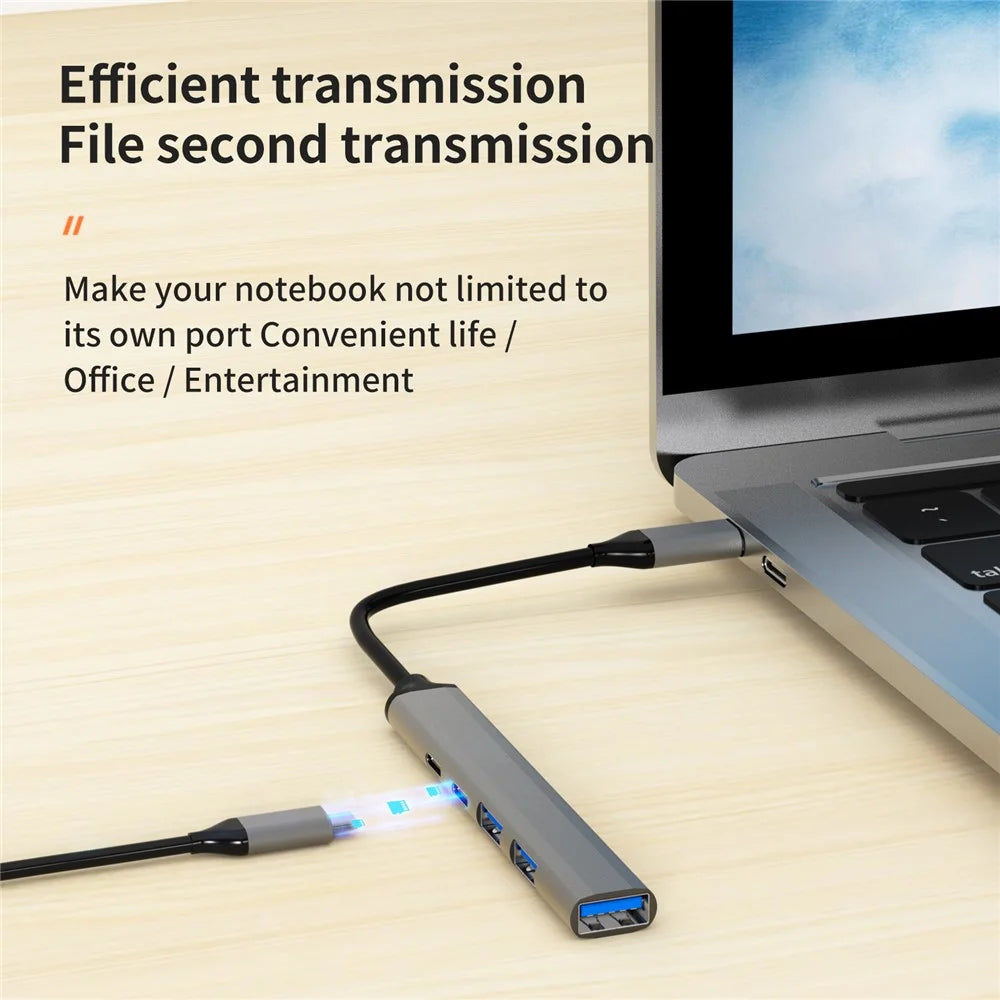 U5-C USB C Hub to 1xUSB 3.0+2xUSB 2.0+PD Charging Port+USB C Port Ultra Slim Data Hub for Notebook PC / Laptop / USB Flash Drives / Mobile HDD / Mouse - 5
