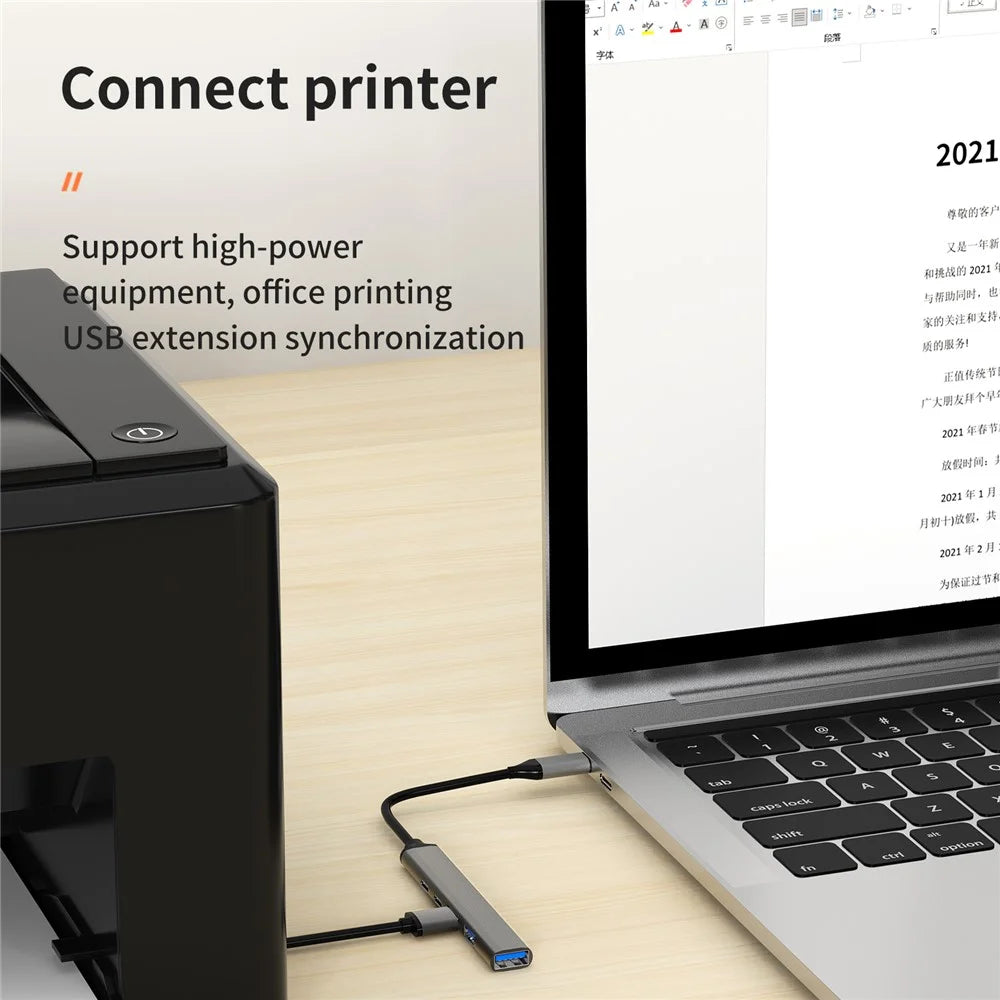 U5-C USB C Hub to 1xUSB 3.0+2xUSB 2.0+PD Charging Port+USB C Port Ultra Slim Data Hub for Notebook PC / Laptop / USB Flash Drives / Mobile HDD / Mouse - 7