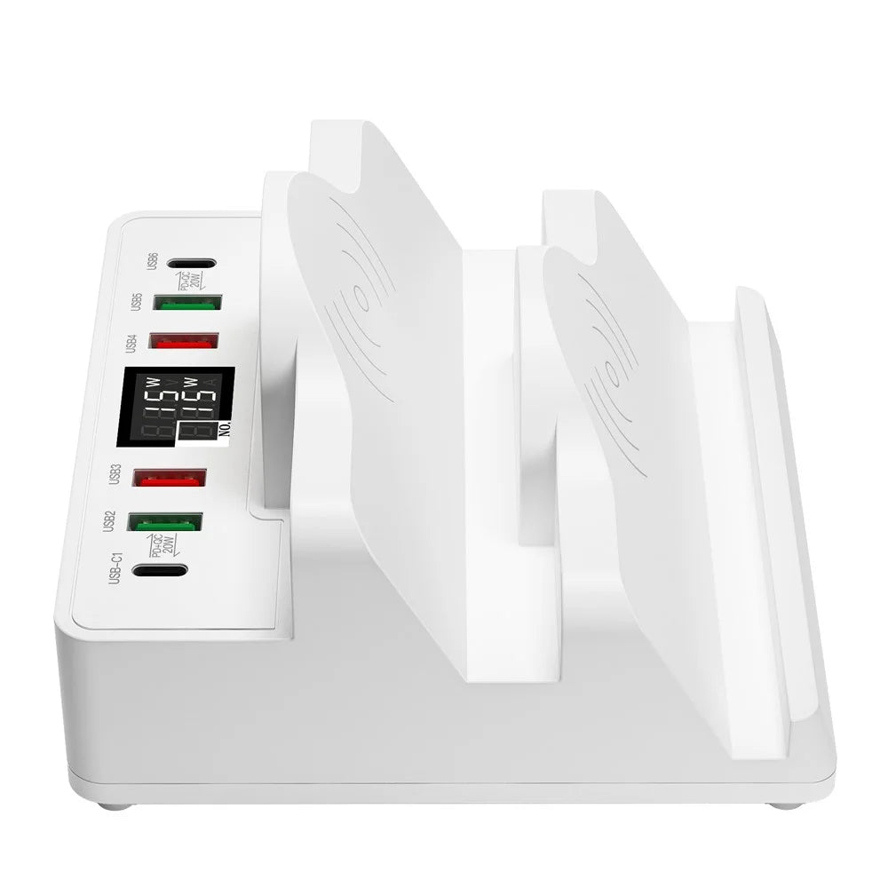 Multifunctional Charging Stand 6 USB + Dual PD + Dual QC3.0 + Dual Wireless Charger Charging Station for Cell Phones, Tablets - EU Plug - 1