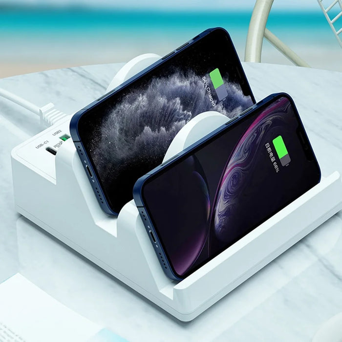 Multifunctional Charging Stand 6 USB + Dual PD + Dual QC3.0 + Dual Wireless Charger Charging Station for Cell Phones, Tablets - EU Plug - 4