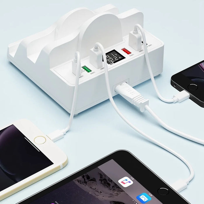 Multifunctional Charging Stand 6 USB + Dual PD + Dual QC3.0 + Dual Wireless Charger Charging Station for Cell Phones, Tablets - EU Plug - 6