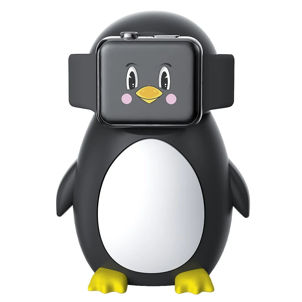 For Apple Watch Cute Penguin Silicone Charging Base Desktop Charging Stand Holder (without Charger) - Black - 1
