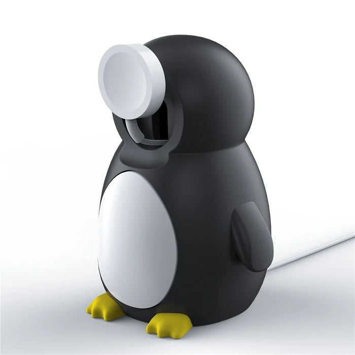 For Apple Watch Cute Penguin Silicone Charging Base Desktop Charging Stand Holder (without Charger) - Black - 3