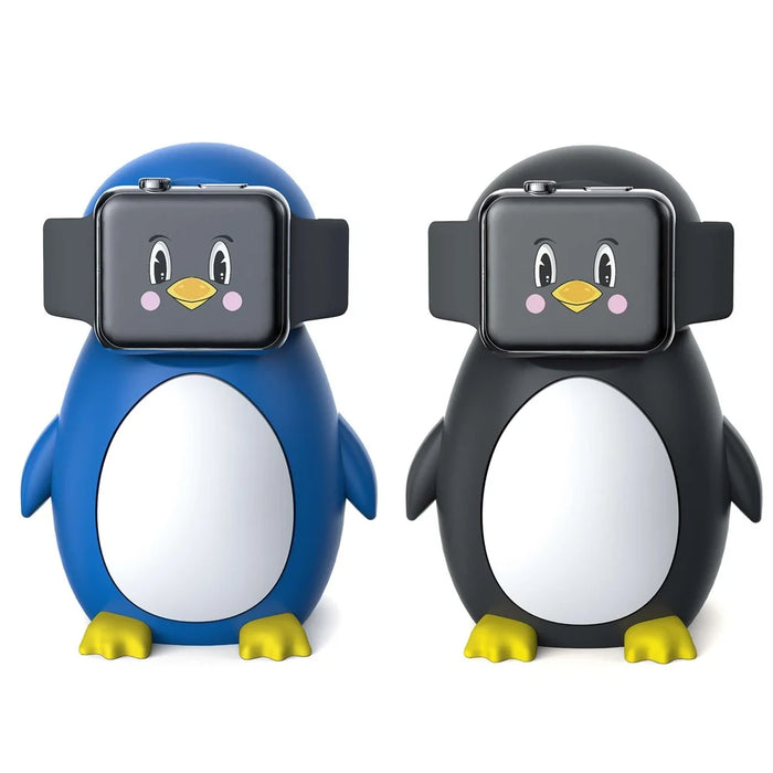 For Apple Watch Cute Penguin Silicone Charging Base Desktop Charging Stand Holder (without Charger) - Black - 6
