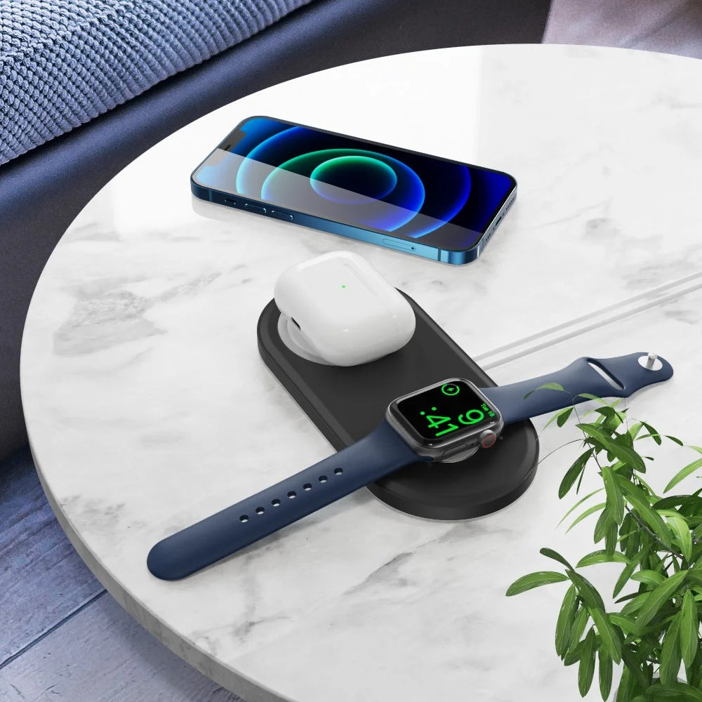 AHASTYLE PT135 2-in-1 Smart Watch Cell Phone Charger Silicone Case Compatible with MagSafe Charger Mat Charging Dock Protector - Black - 7
